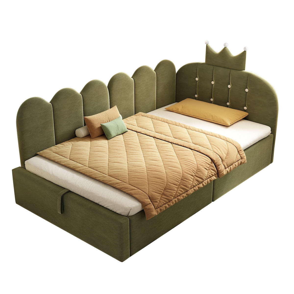 KINDERBETT 90/200 cm DE-00316, in Grün, hydraulischem Stauraum - Grün, Metall (90/200cm) - ComfortXL