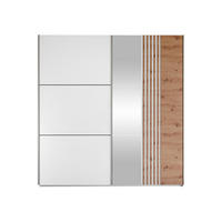 SCHIEBETÜRENSCHRANK Sinatra 203 - Silberfarben/Eiche Wotan, Holzwerkstoff/Metall (203/215/65cm) - MIRJAN24