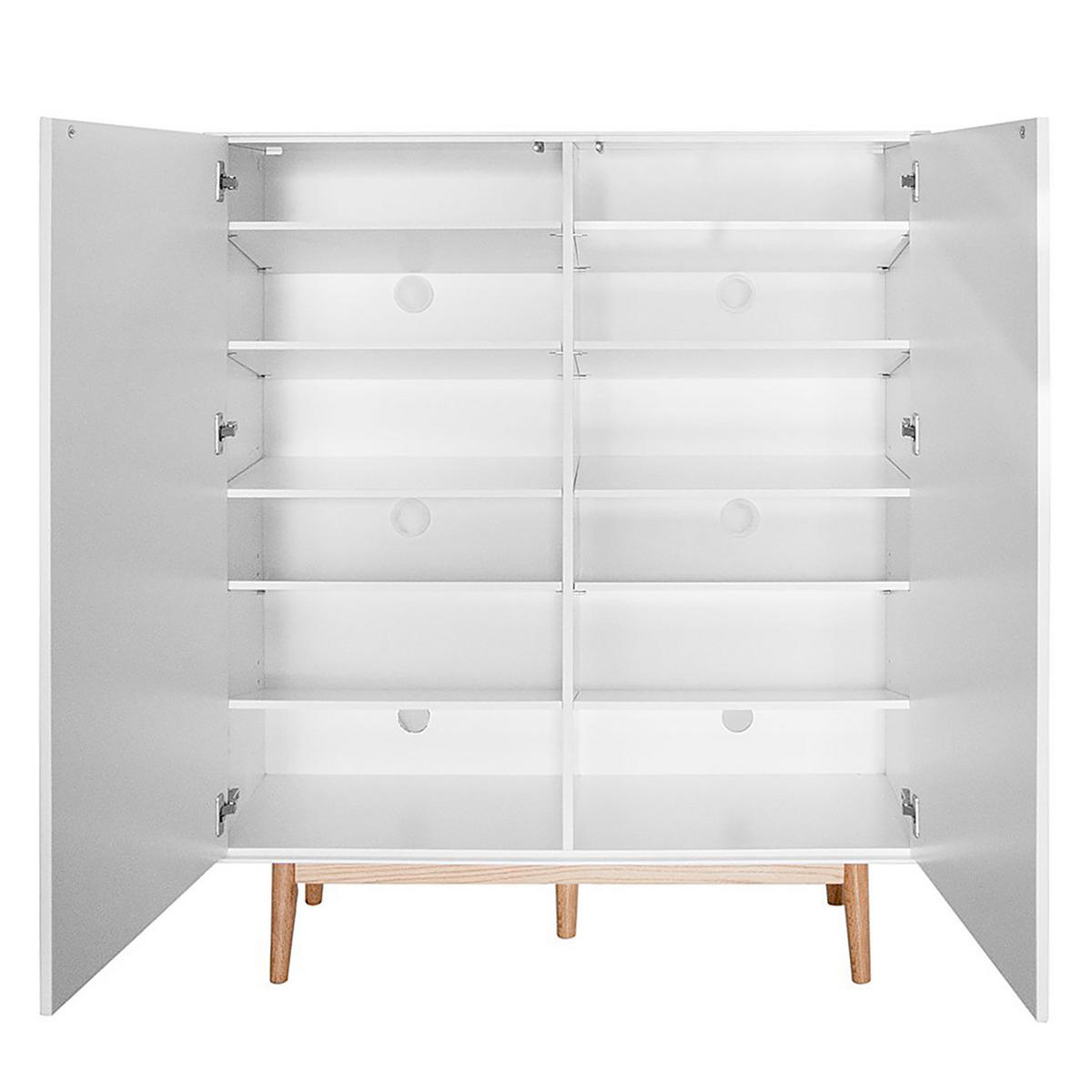 SCHUHKOMMODE mit 2 Türen - Eichefarben/Weiß, Holzwerkstoff (110/132/38cm) - home24