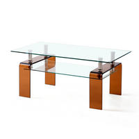 COUCHTISCH DE-37398 rechteckig mit zweistufigem Glas Braun - Braun, Metall (100/55/45cm) - ComfortXL