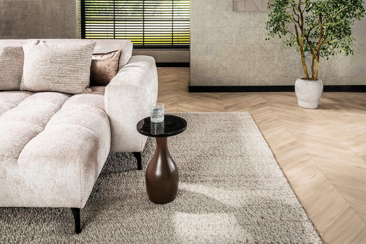 BEISTELLTISCH MOKKA Braun Glas - Braun/Kupferfarben, Glas/Metall (30/30/45cm) - KAWOLA