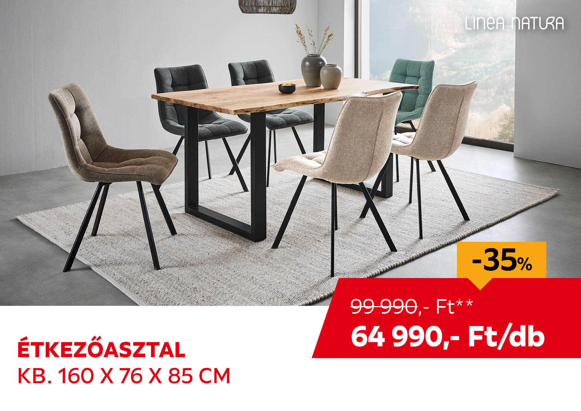 ÉTKEZŐASZTAL KB. 160 X 76 X 85 CM Kiemelt termék 99990 Ft.- helyett 64990 Ft.-