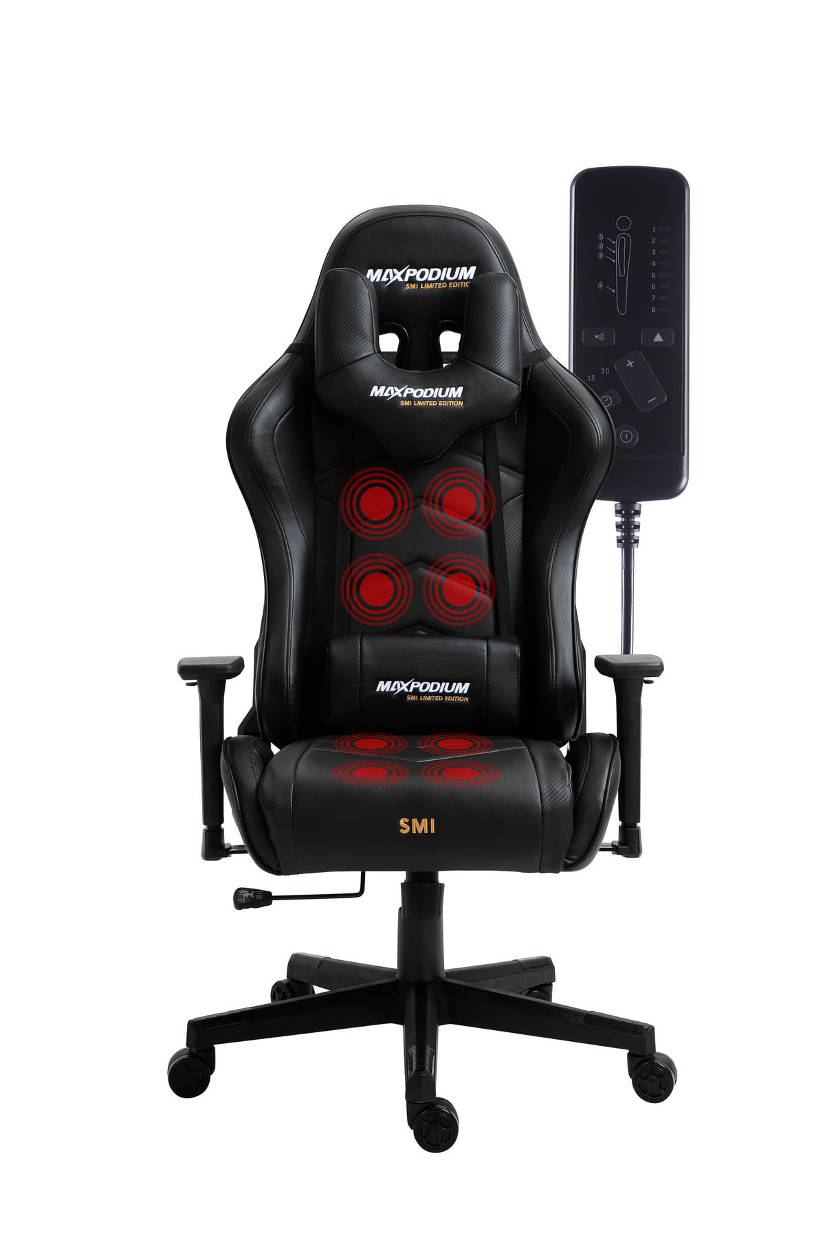 GAMING-STUHL Tactical SMI mit Massagefunktion Schwarz - Schwarz, Metall (55/137/55cm) - MaxPodium
