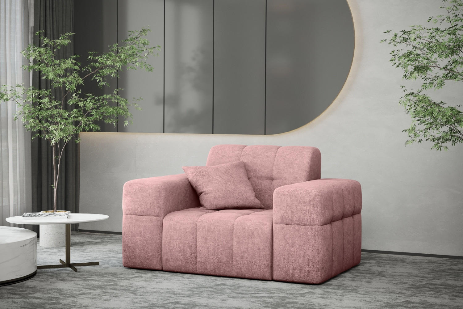 SESSEL NIMES Stoff Perfect Harmony Rosa - Rosa, Holz/Textil (120/82/92cm) - Kaiser Möbel