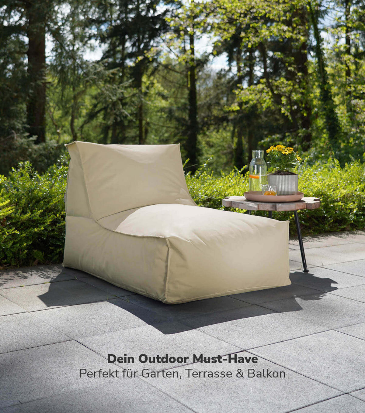SITZSACK mit Hocker Der Sundowner - Beige, Textil (60/65/140cm) - Mokebo