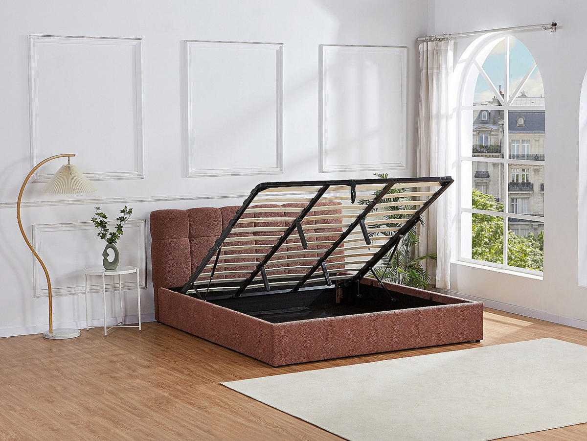 BETT mit Bettkasten - 2 Personen - stoff - terracotta Maziri - Terracotta, Textil (180/200cm) - Vente-Unique