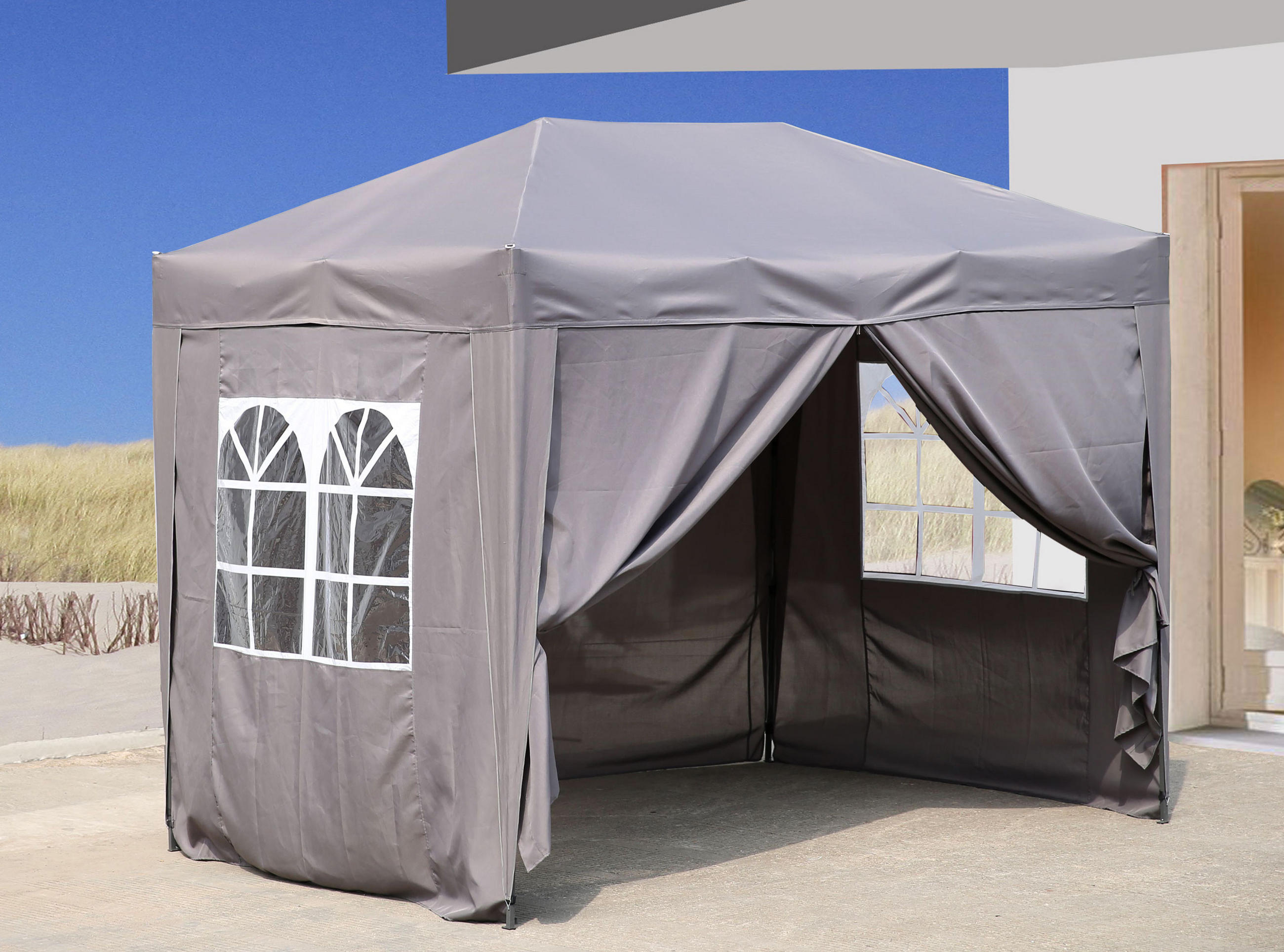 FALTPAVILLON 2x3m Smoky Grau - Grau, Metall (200/245/300cm) - QUICK STAR