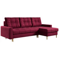 ECKSOFA Astra Rot Velvet - Rot/Braun, Holz/Textil (220/140cm) - MKS