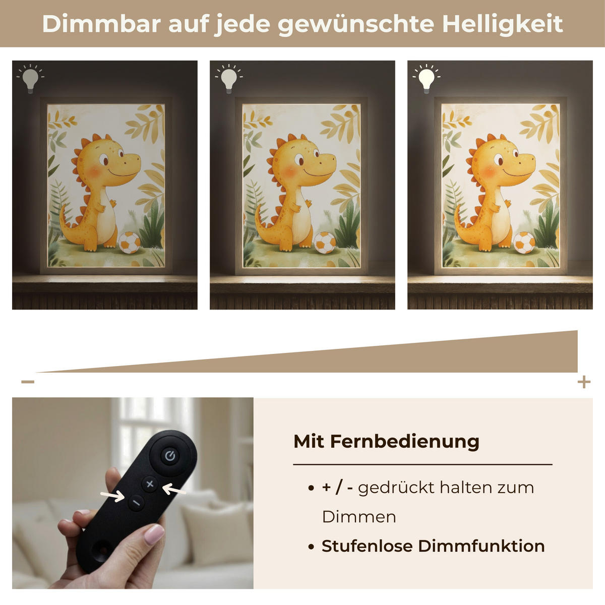 NÁSTĚNNÁ LAMPA S AKUMULÁTOREM Dino - Fotbal - Orange 30x40 cm - béžová, kompozitní dřevo (30/40/8cm) - OnlyWow