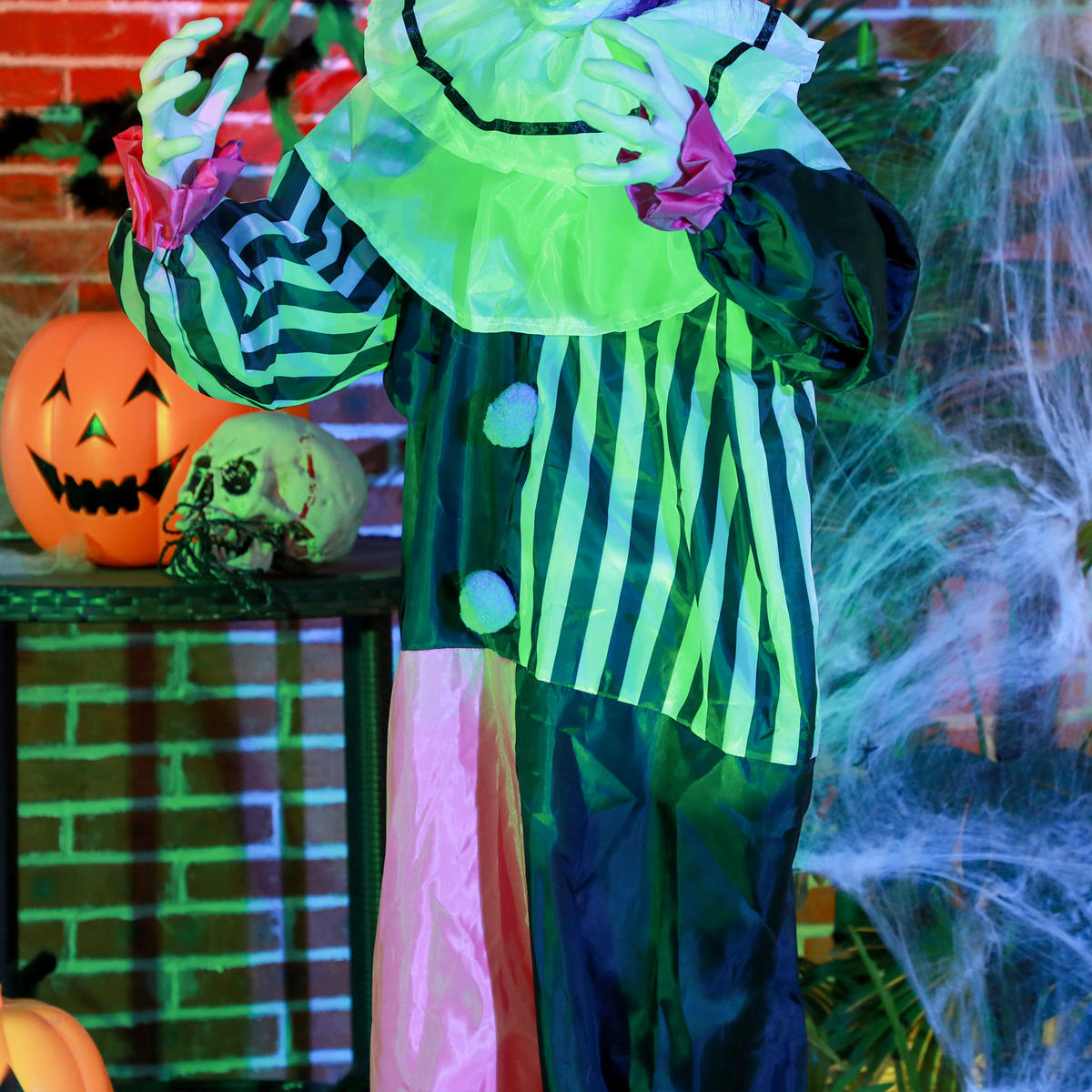 HALLOWEEN-CLOWN DE-42086 beweglich mit Lach-Funktion Pink Lila - Multicolor, Metall (60/173/18cm) - ComfortXL