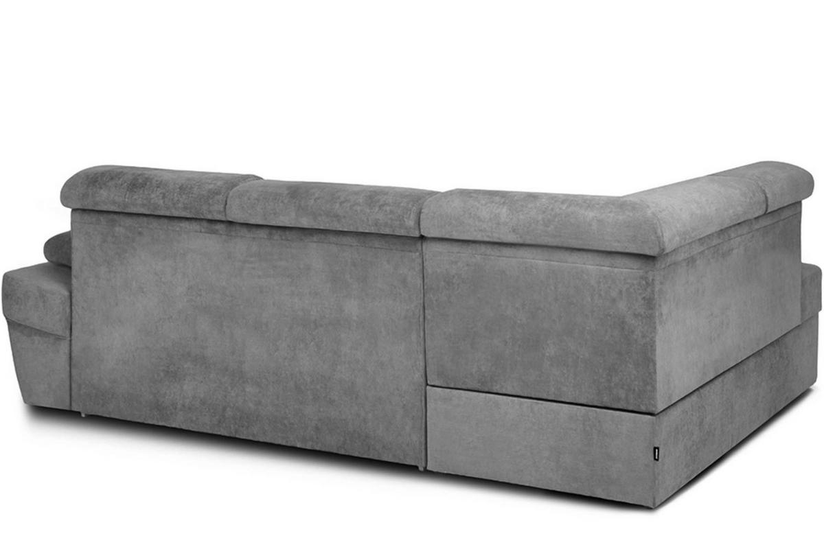 ECKSOFA RATLO links mit Schlaffunktion und Bettkasten, dunkelgrau - Platinfarben/Silberfarben, Textil (270/190cm) - KONSIMO®