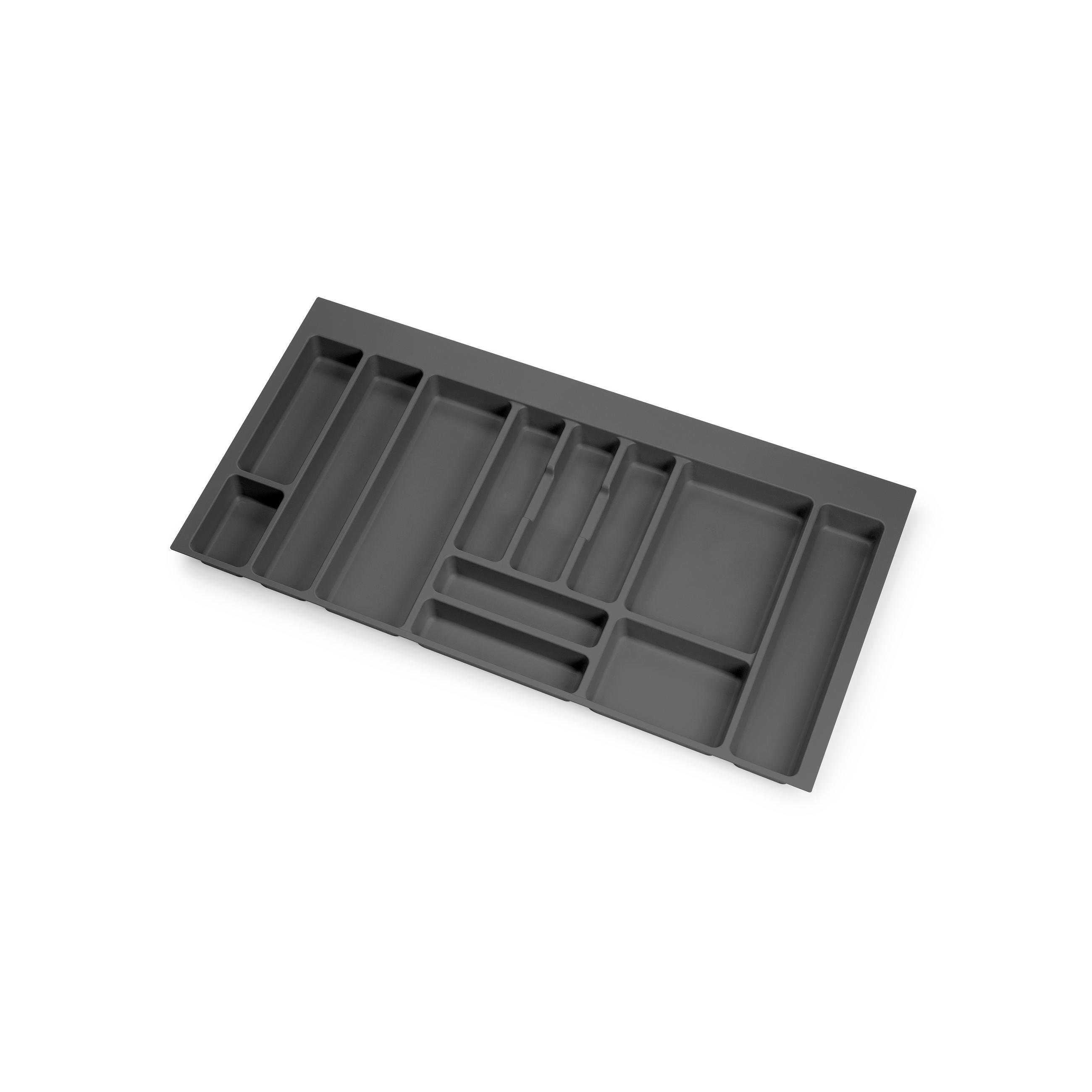 BESTECKEINSATZ Optima für Universalschublade, Modul 1.000mm, Kunststoff, Anthrazitgrau - Anthrazit, Kunststoff (49.6/6/96.9cm) - EMUCA