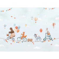 VLIESTAPETE Gentle Friends, Tiere und Luftballons 4m x 3m, blau - Blau, Papier (300/400cm) - Lilipinso