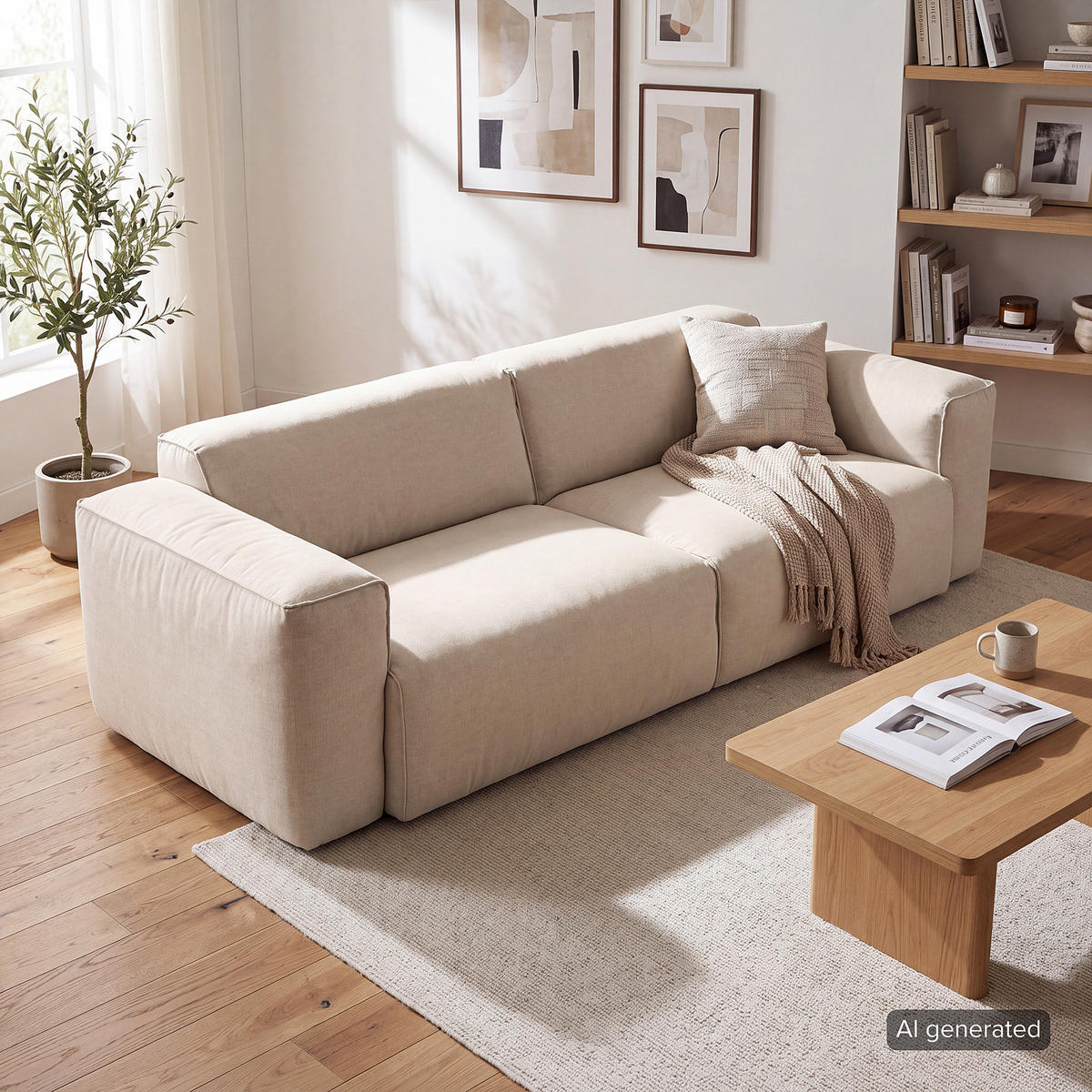 3-SITZER SOFA - Beige/Schwarz, Kunststoff/Textil (251/71/102cm) - home24