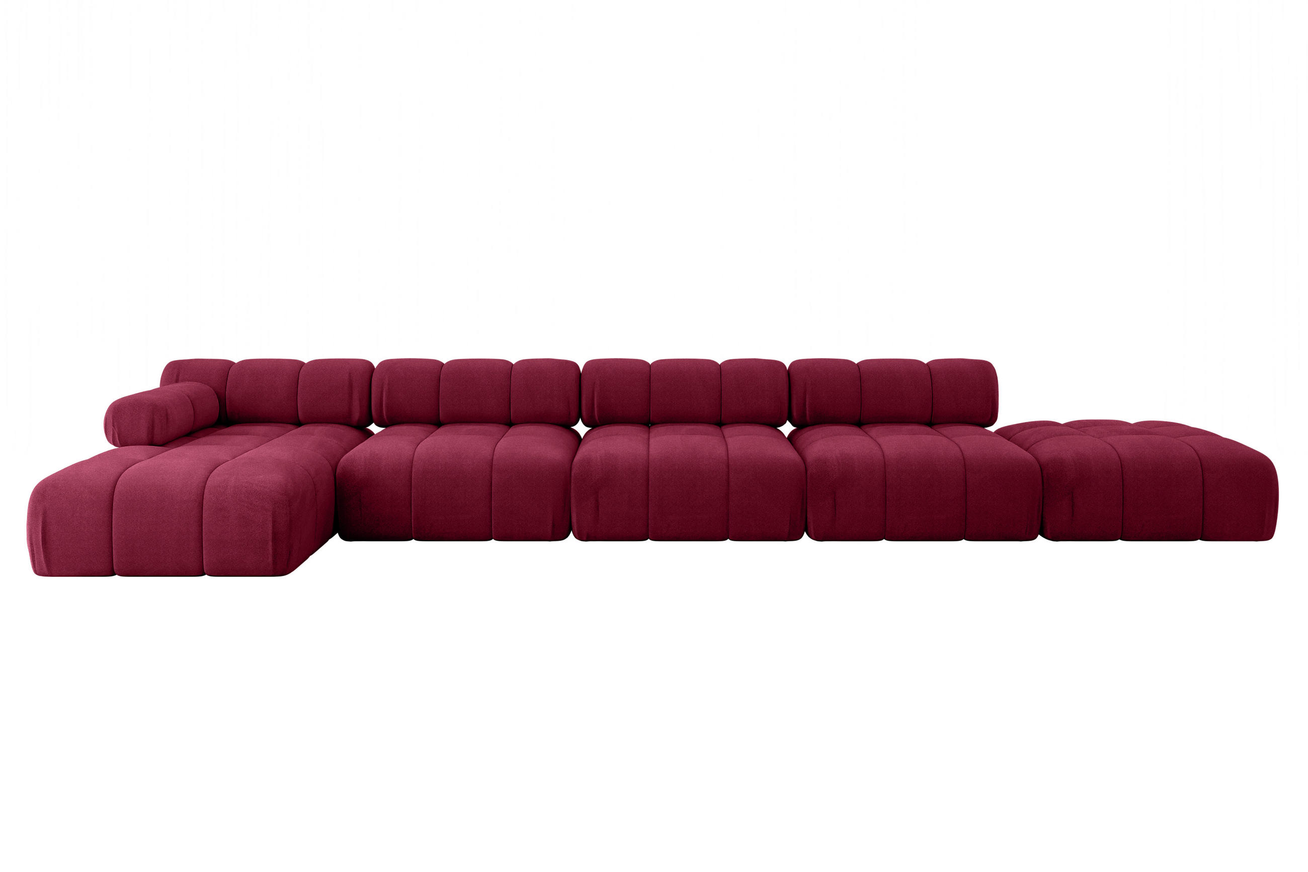 ECKSOFA modulares Sofa Lizur-L3 - 475x160x70 cm Bordeauxrot Velours - Bordeaux, Holzwerkstoff/Textil (475/160cm) - ALTDECOR