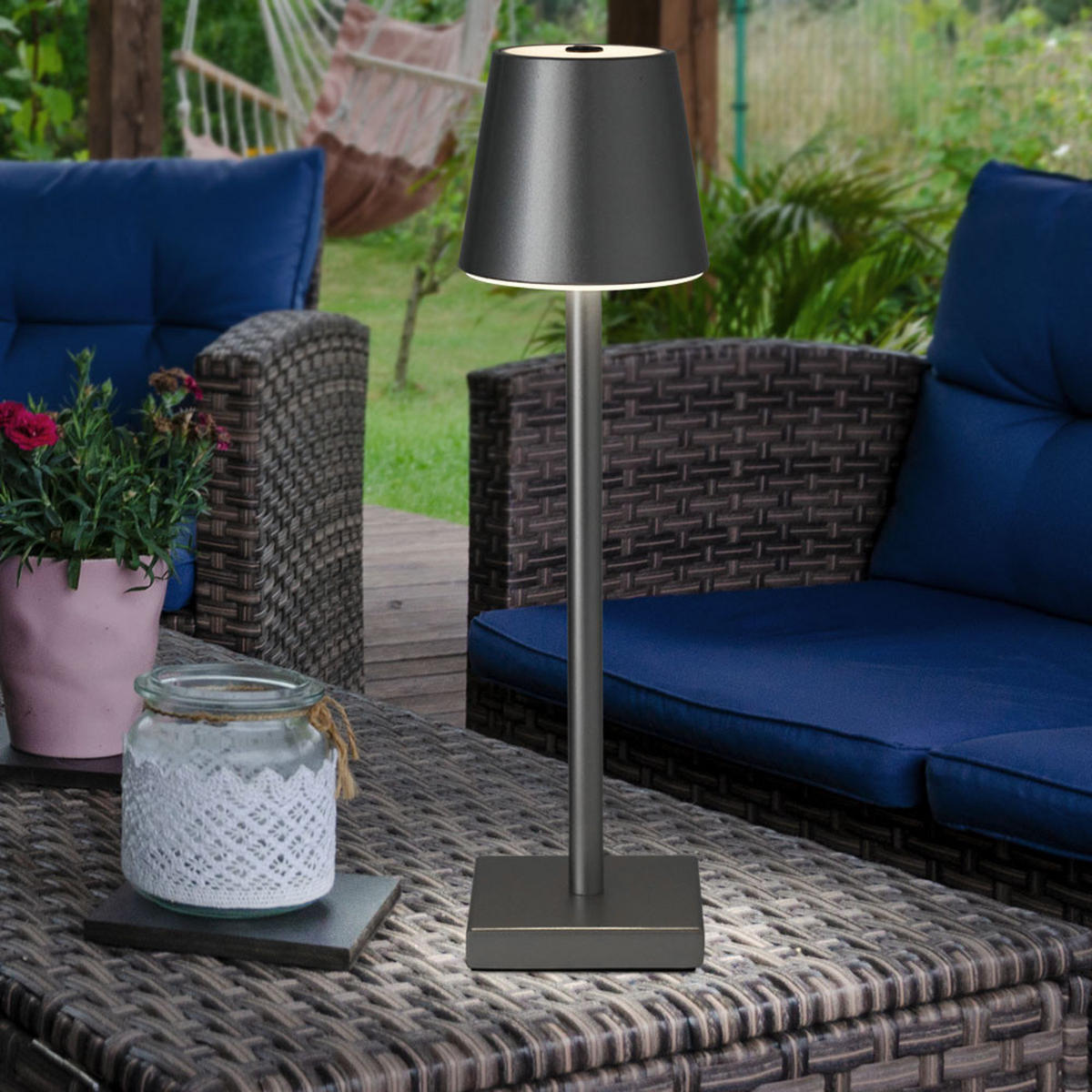 LED TISCHLEUCHTE Silber Touchdimmer Akku - Silberfarben, Metall (12/12/38cm)