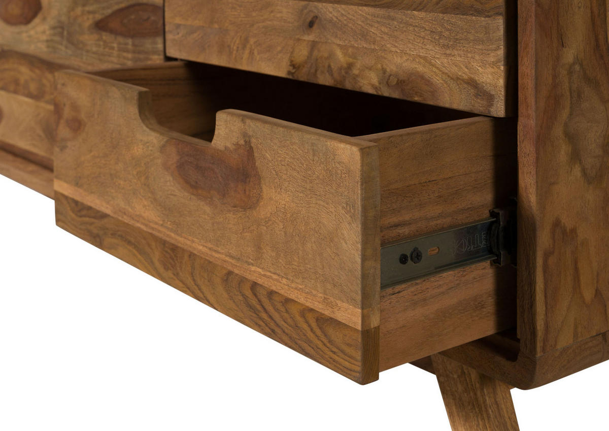 TV-BOARD Sheesham 260x40x48 natur sandgestrahlt lackiert MALMÖ 2 #226 - Naturfarben, Holz (260/48/40cm) - Massivmoebel24