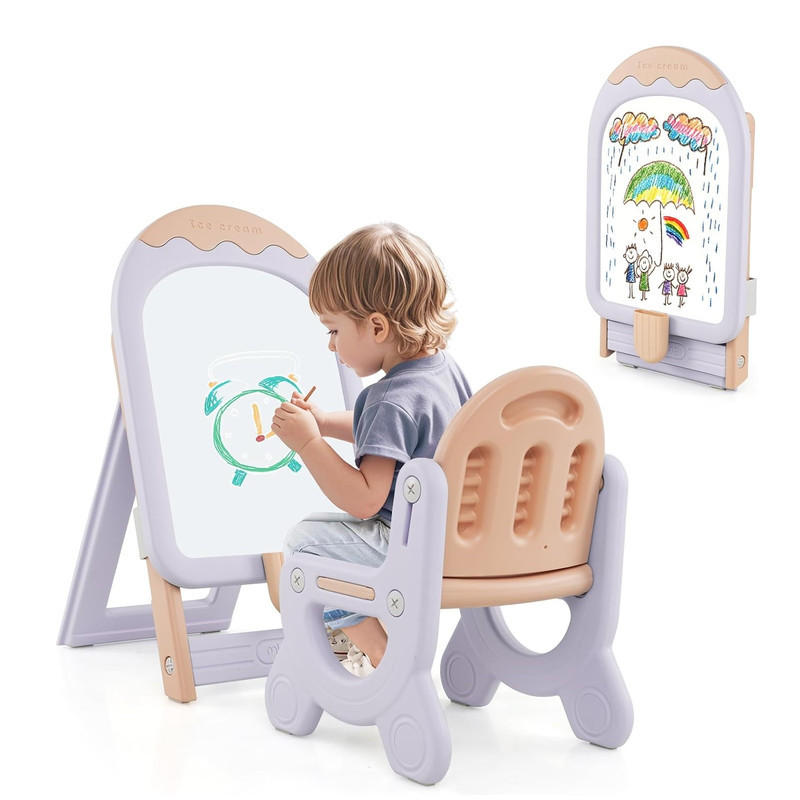 Costway Kinderspieltisch Lila 53x73x42 cm