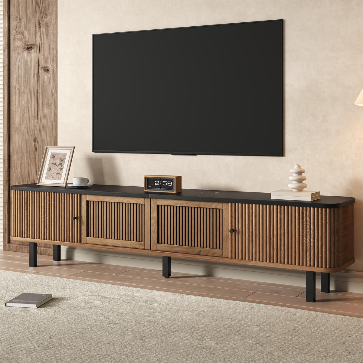 TV-SCHRANK 190cm Schiebetüren Gittertüren modern Stauraum - Eichefarben, Holzwerkstoff (35/45/190cm) - FLIEKS