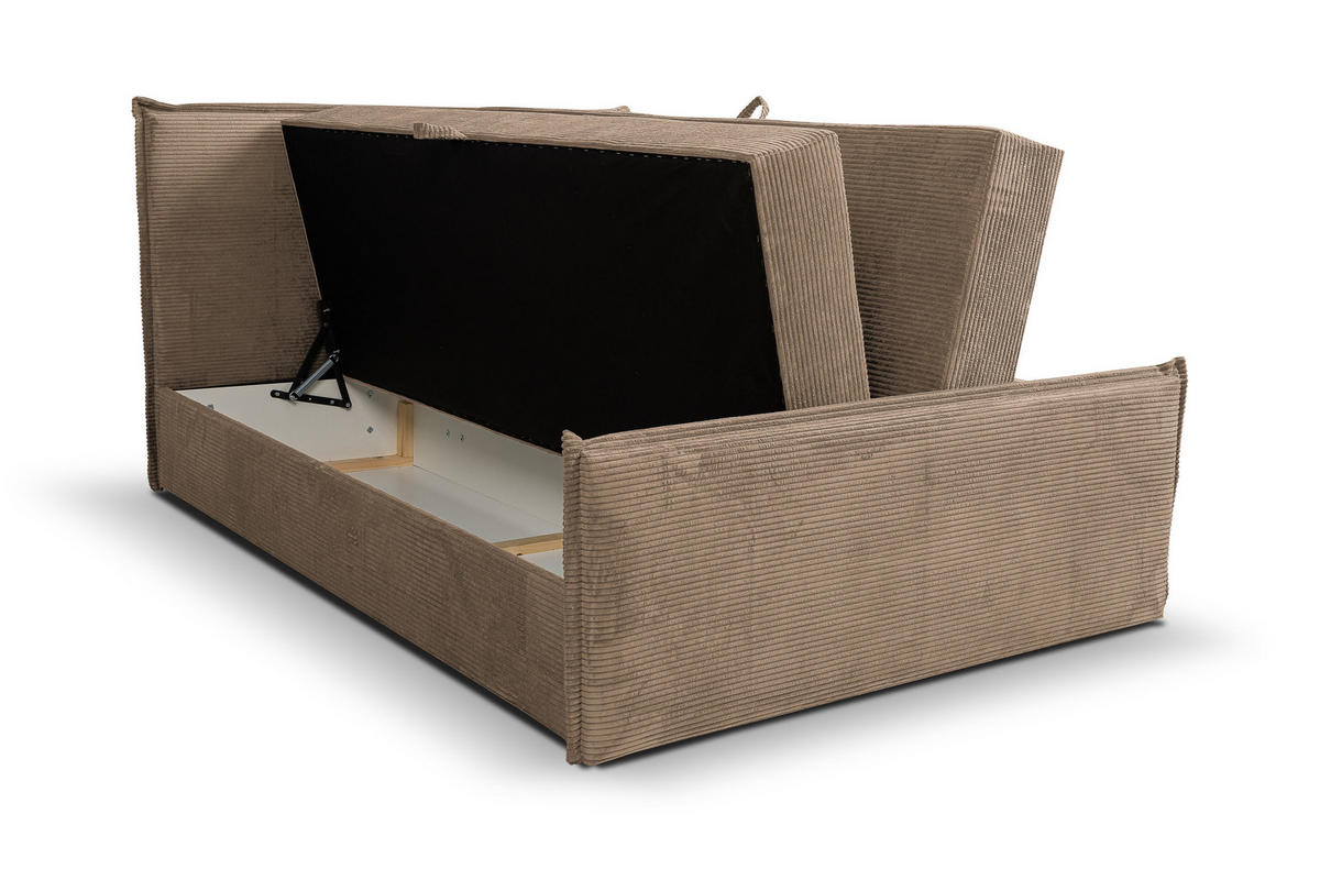 BOXBETT Vanessa mit 2 Bettkästen, 180x200, Farbe: Braun, Cordstoff, mit Bonell-Matratze inkl. Topper - Braun, Holz/Kunststoff (180/200cm) - VENASI MÖBEL