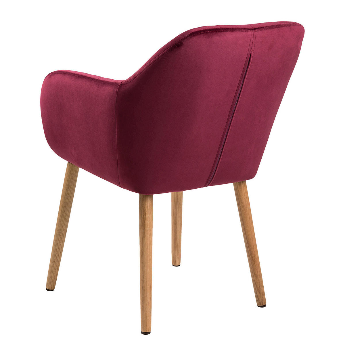 ARMLEHNENSTUHL - Textil / Massivholz - Eichefarben/Bordeaux, Eichenholz/Holz (57/83/61cm) - home24