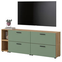 TV-LOWBOARD Grün, Eiche Artisan 176 cm, Fernsehtisch hängend / stehend - Schwarz/Eiche Artisan, Holzwerkstoff/Kunststoff (176/67/34cm) - Inn.Furn