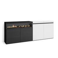 SIDEBOARD Elektrokamin, weiß und schwarz, 200/35/75cm - Multicolor/Schwarz, Holzwerkstoff (200/75/35cm) - Skraut Home