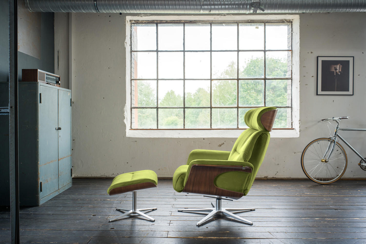 RELAXSESSELSET TOSAR Grün Velvet - Silberfarben/Grün, Textil/Metall (83/110/89cm) - KAWOLA