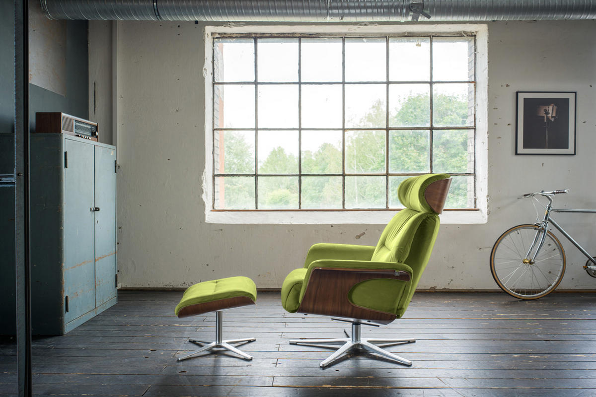 RELAXSESSELSET TOSAR Grün Velvet - Silberfarben/Grün, Textil/Metall (83/110/89cm) - KAWOLA