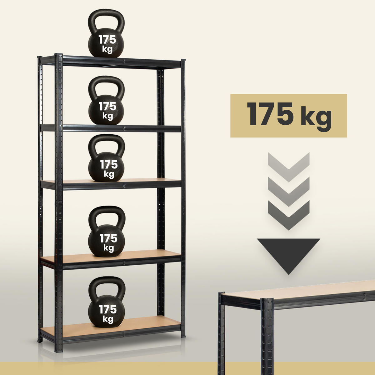 SCHWERLASTREGAL Schwarz 90x30x180 cm - Schwarz, Metall (90/180/30cm) - Akord