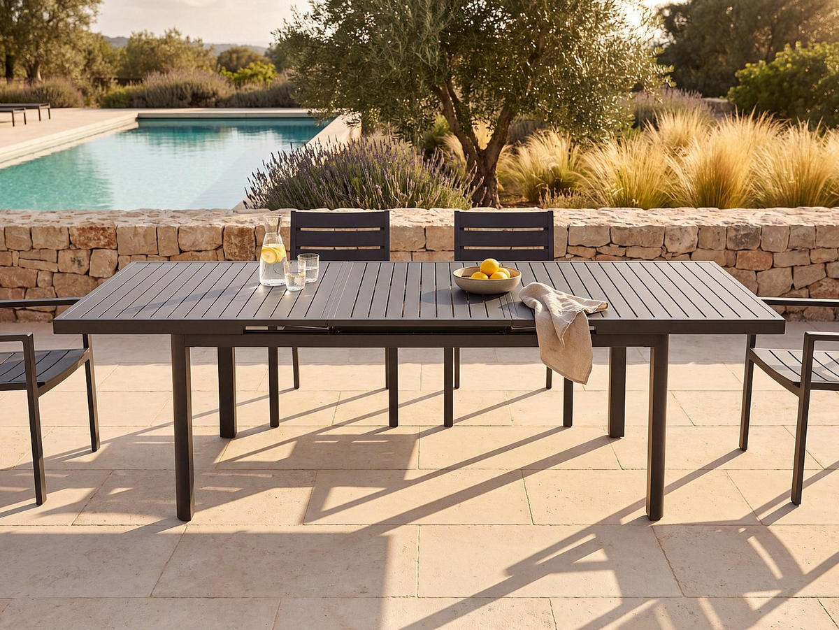 GARTENTISCH - 6 Personen, 8 Personen - metall - anthrazitgrau Nauru - Anthrazit, Metall (100/180/76cm) - Vente-Unique