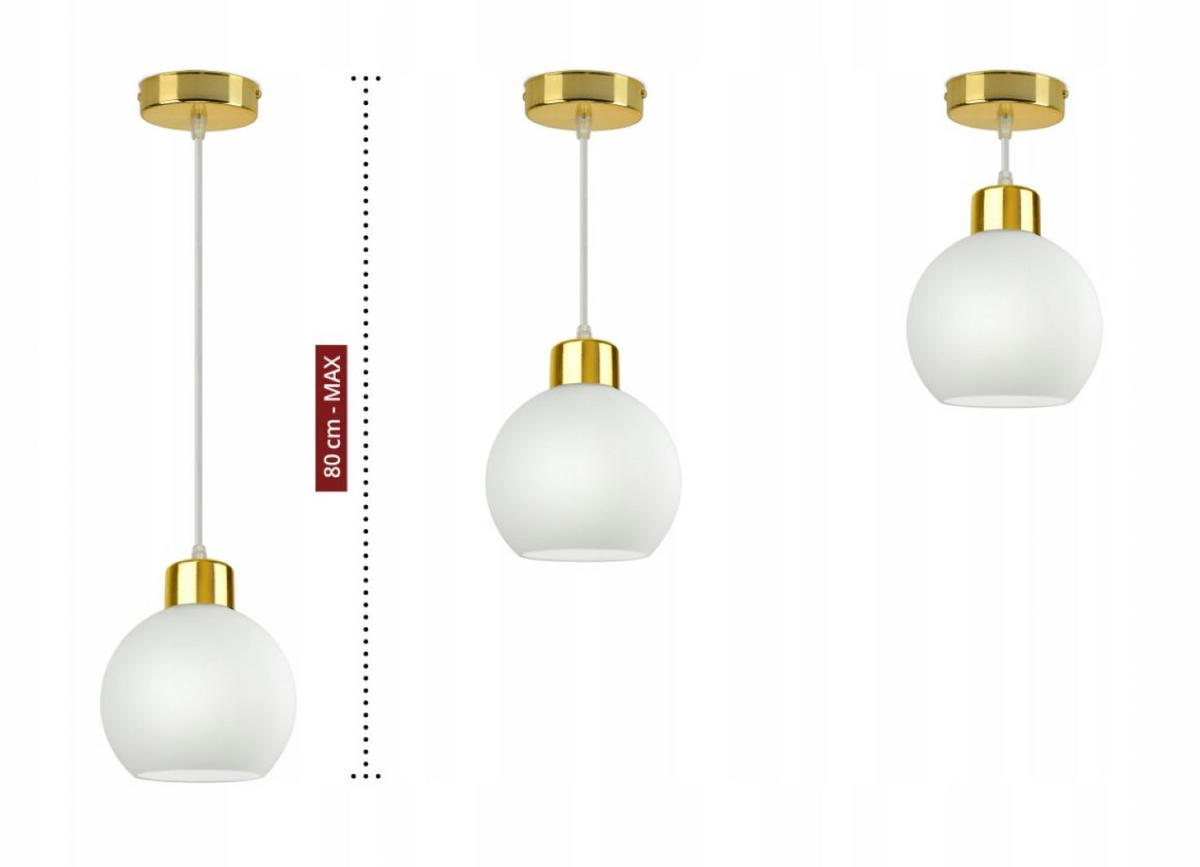 PENDELLEUCHTE GOLDGLAS - Goldfarben/Weiß, Glas/Metall (14/14/80cm) - kiki design