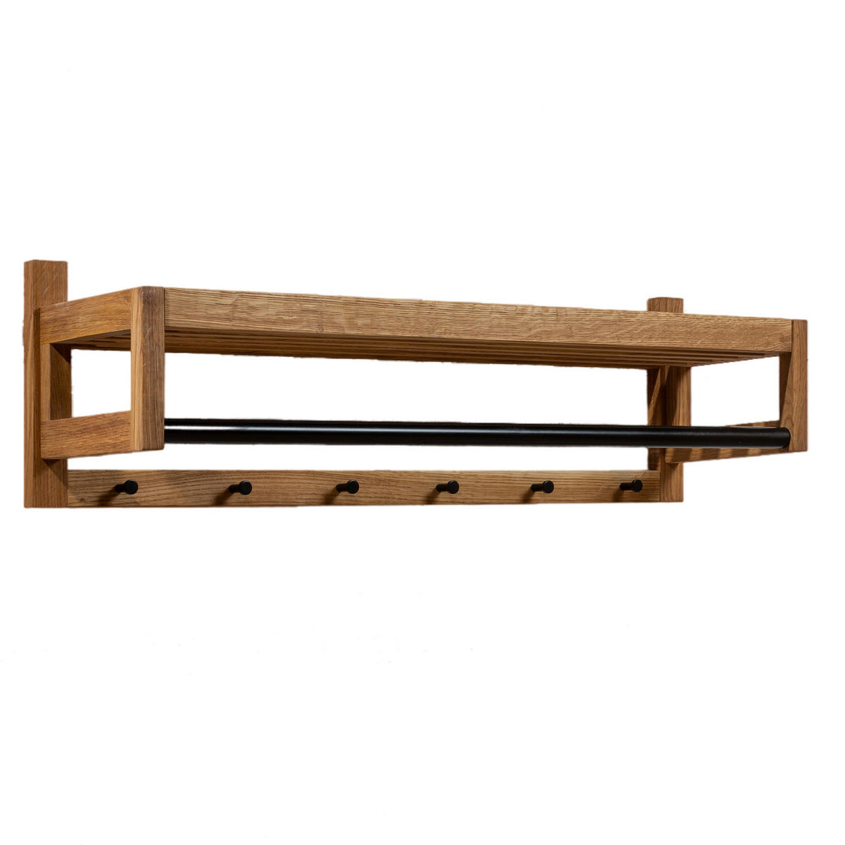 WANDGARDEROBE Bo, Eiche und schwarzes Metall, 26/88/26 cm - Beige, Holz (88/26/26cm) - WOODEK