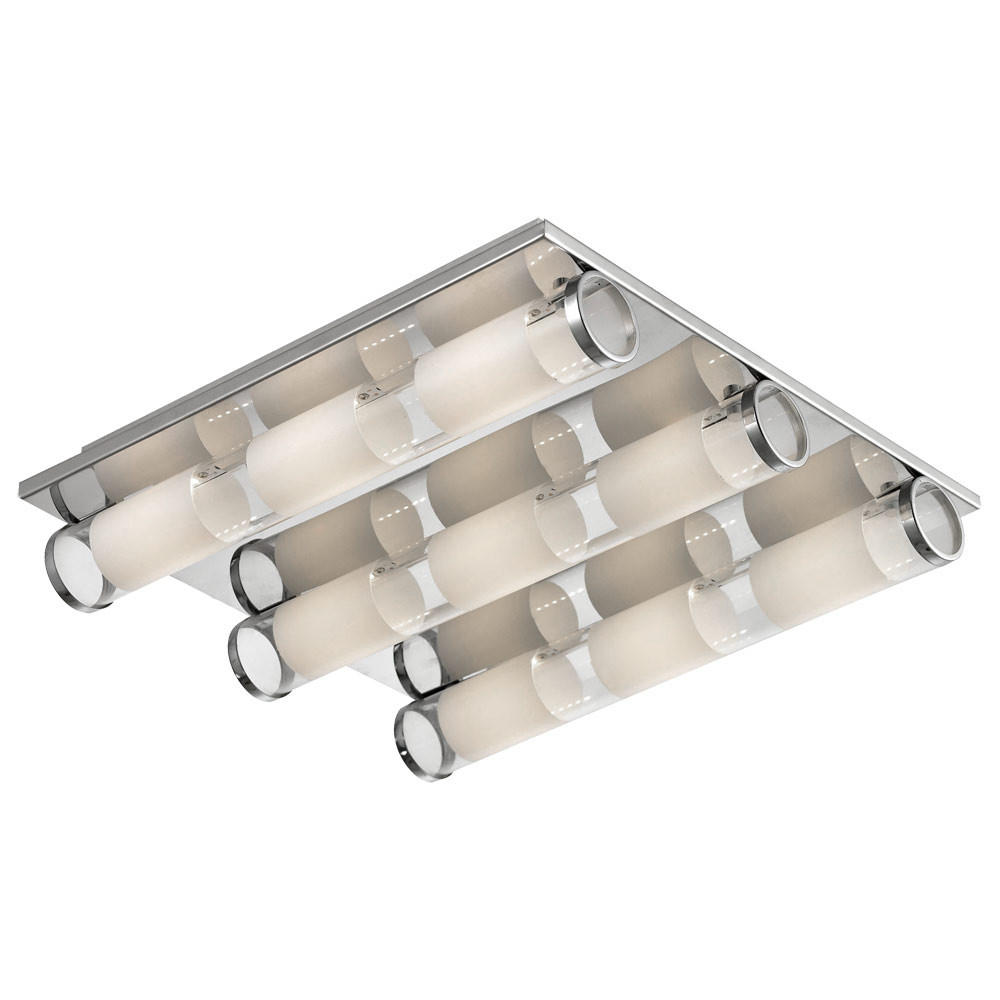 LED DECKENLEUCHTE TUBE Silber Aluminium - Silberfarben, Glas (40/40/8cm) - Esto