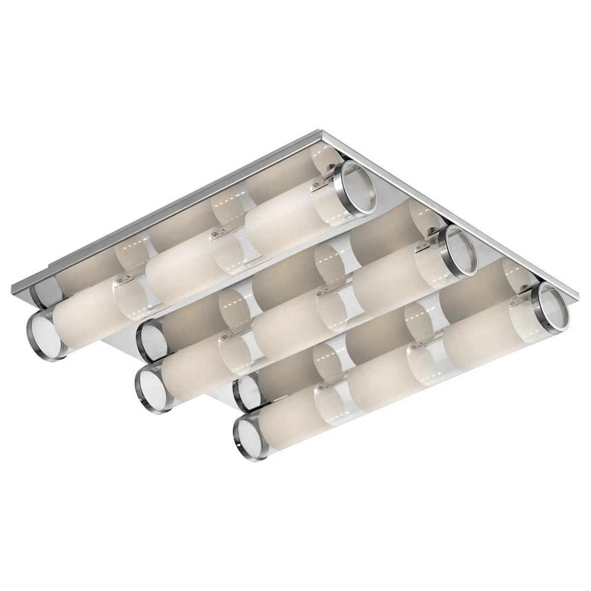 LED DECKENLEUCHTE TUBE Silber Aluminium - Silberfarben, Glas (40/40/8cm) - Esto