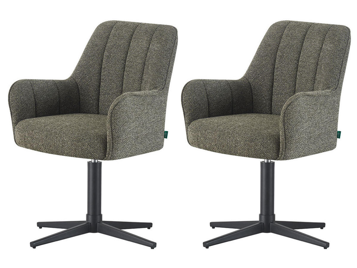 ESSZIMMERSTUHL THOMAS-ROMY 2er-Set 360°drehbar - Dunkelgrün, Textil (58/87/62cm) - DUBI Möbel