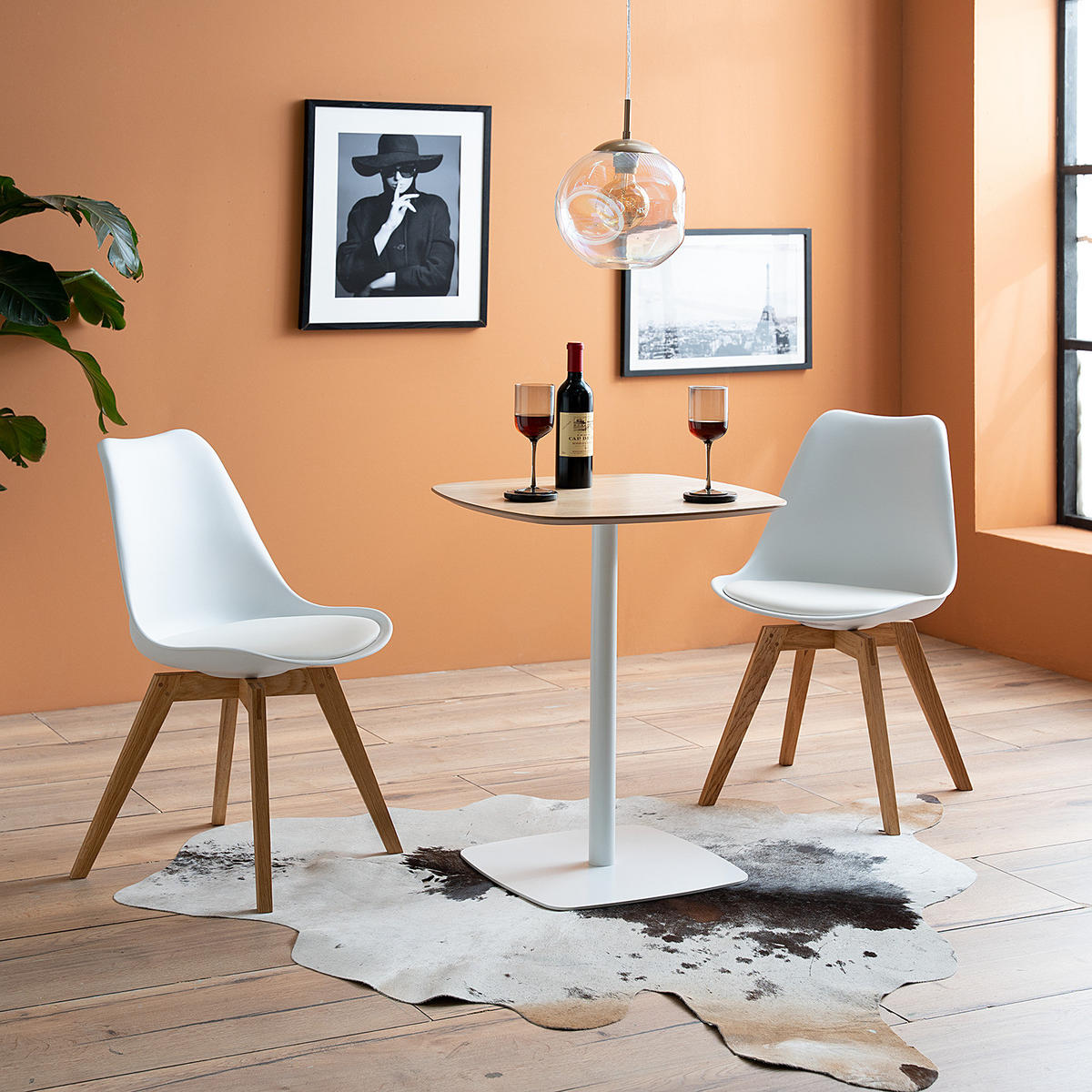 BISTROTISCH - Holzwerkstoff / Metall - Eichefarben/Weiß, Holzwerkstoff/Metall (60/60/74cm) - home24