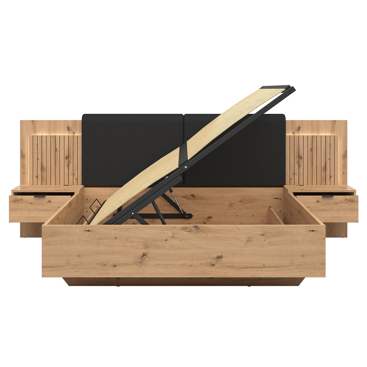 BOXSPRING POSTEL 160/200 Mao Dubové dřevo - hnědá, kompozitní dřevo (160/200cm) - Petits-meubles