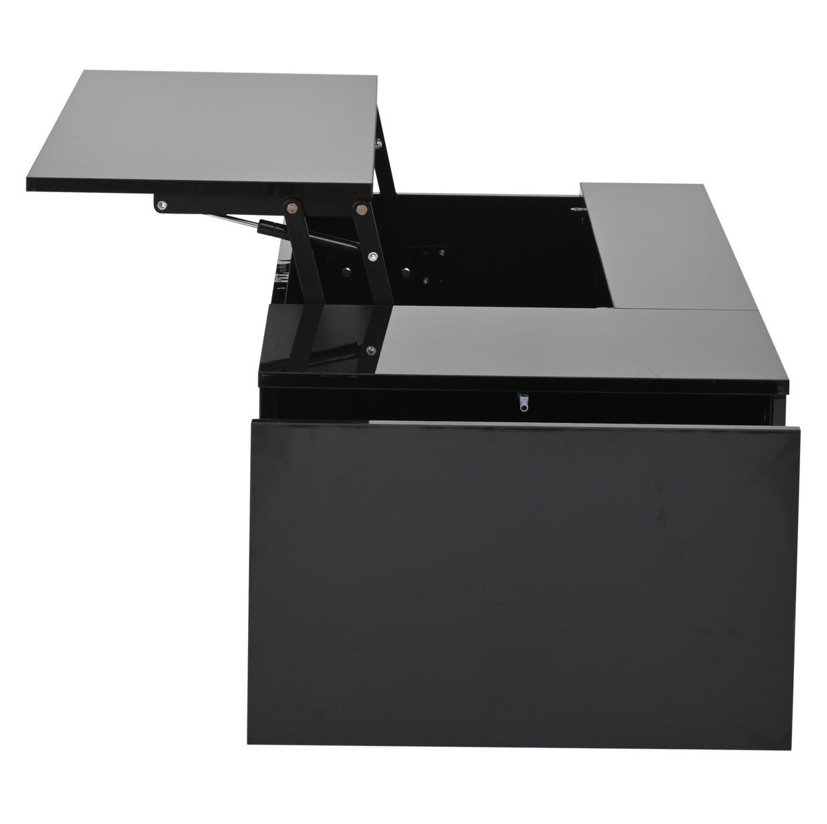 KLUB stolić, 100/50/40 cm crni, podesiv po visini s prostorom za pohranu i LED rasvjetom - crna, drvni materijal (100/50/40cm) - BEAOK
