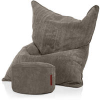 SITZSACK XXL "Square" + Pouf aus Cord - Anthrazit, Textil (140/25/180cm) - Green Bean