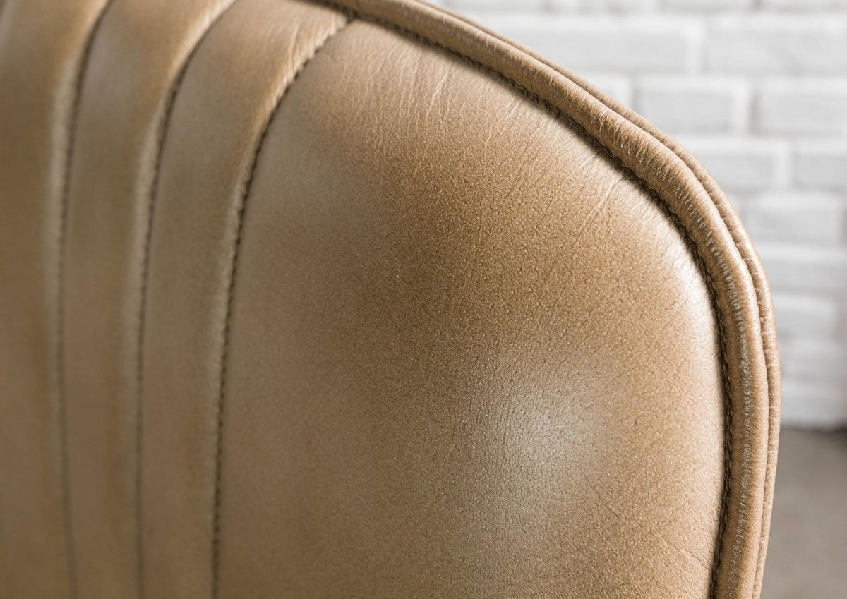 STUHL Echtleder 52 x 57 x 108 cm beige IRON LABEL #616 - Beige, Leder (52/108/57cm) - Massivmoebel24