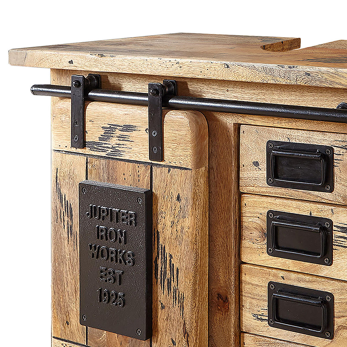 WASCHBECKENUNTERSCHRANK - Mango massiv / Eisen - Mango / Schwarz - Braun, Holz/Metall (70/60/40cm) - home24