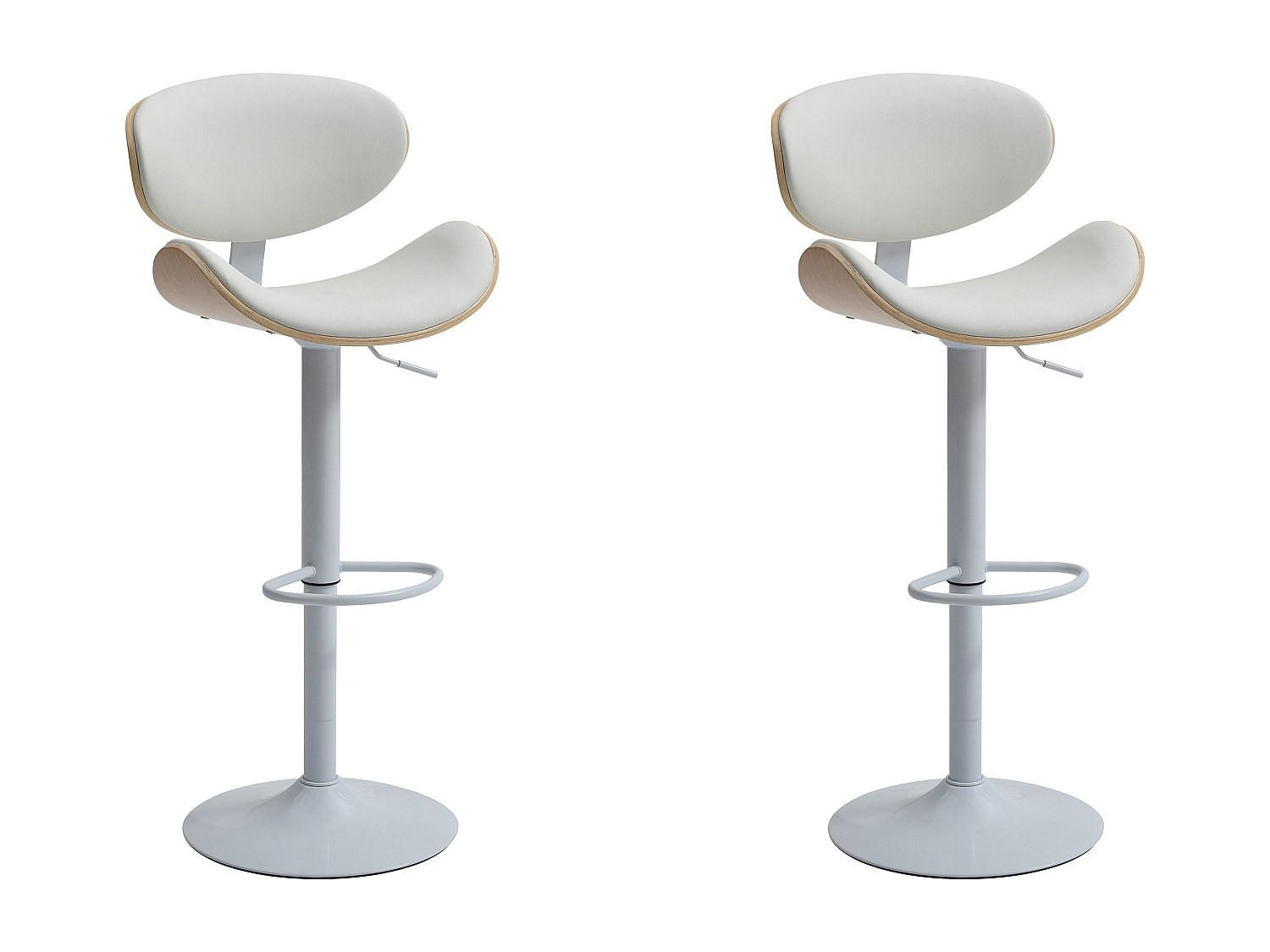 BARHOCKER - 49.5 cm x 46 cm - Kunstleder - Naturfarben Hell, Weiß - MONTENEGRO - Naturfarben/Weiß, Leder (49.5/111/46cm) - Vente-Unique