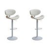 BARHOCKER 2er-Set höhenverstellbar - Kunstleder & Metall - Holzfarben hell & Weiß - MONTENEGRO - Naturfarben, Leder (46/111/49.5cm) - Vente-Unique