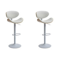BARHOCKER - 49.5 cm x 46 cm - Kunstleder - Naturfarben Hell, Weiß - MONTENEGRO - Naturfarben/Weiß, Leder (49.5/111/46cm) - Vente-Unique