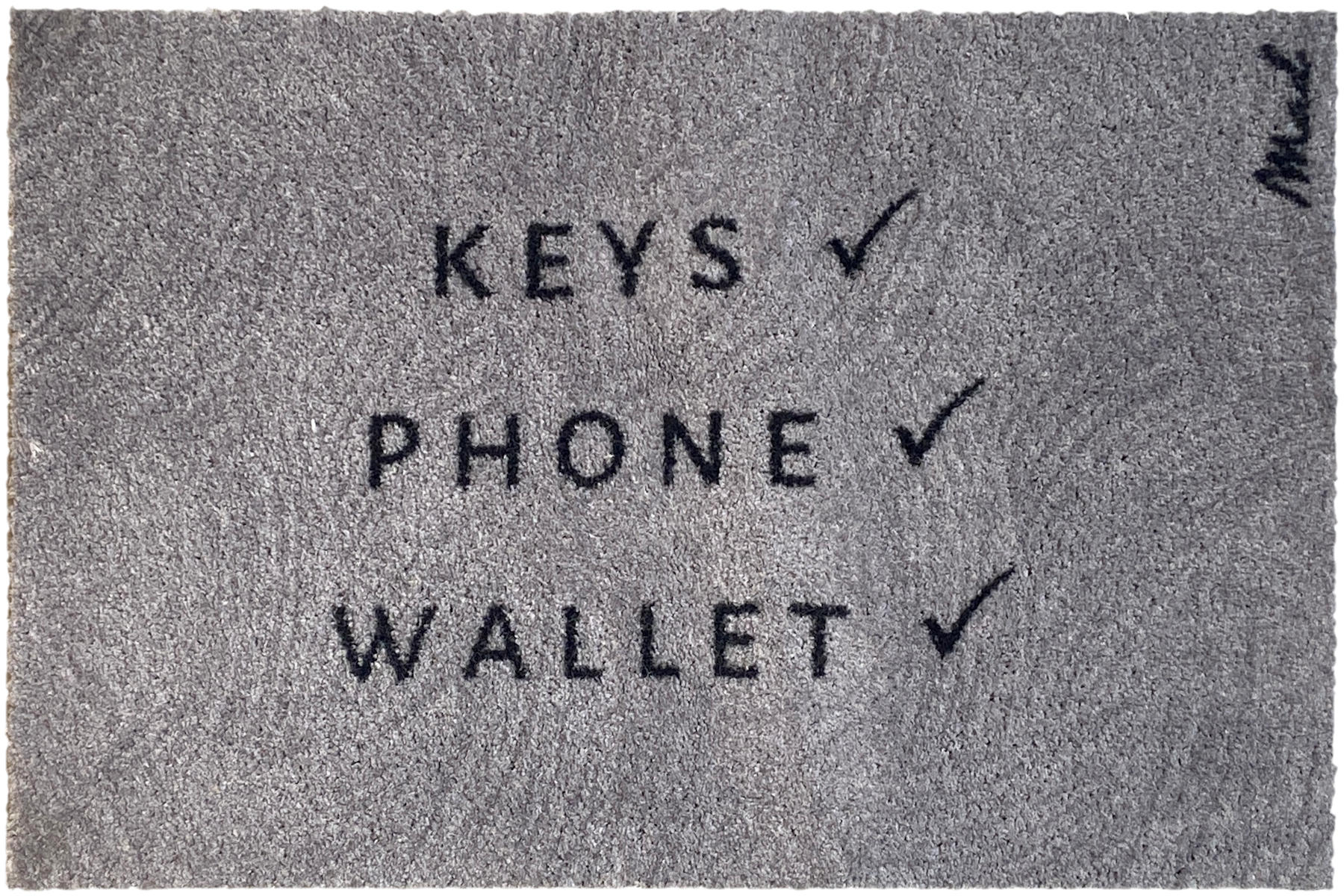 OUTDOOR FUßMATTE "Brick" mit Spruch "Keys, Phone, Wallet" Grau 50 x 75 cm - Schwarz/Grau, Kunststoff/Textil (50/75cm) - MAD ABOUT MATS