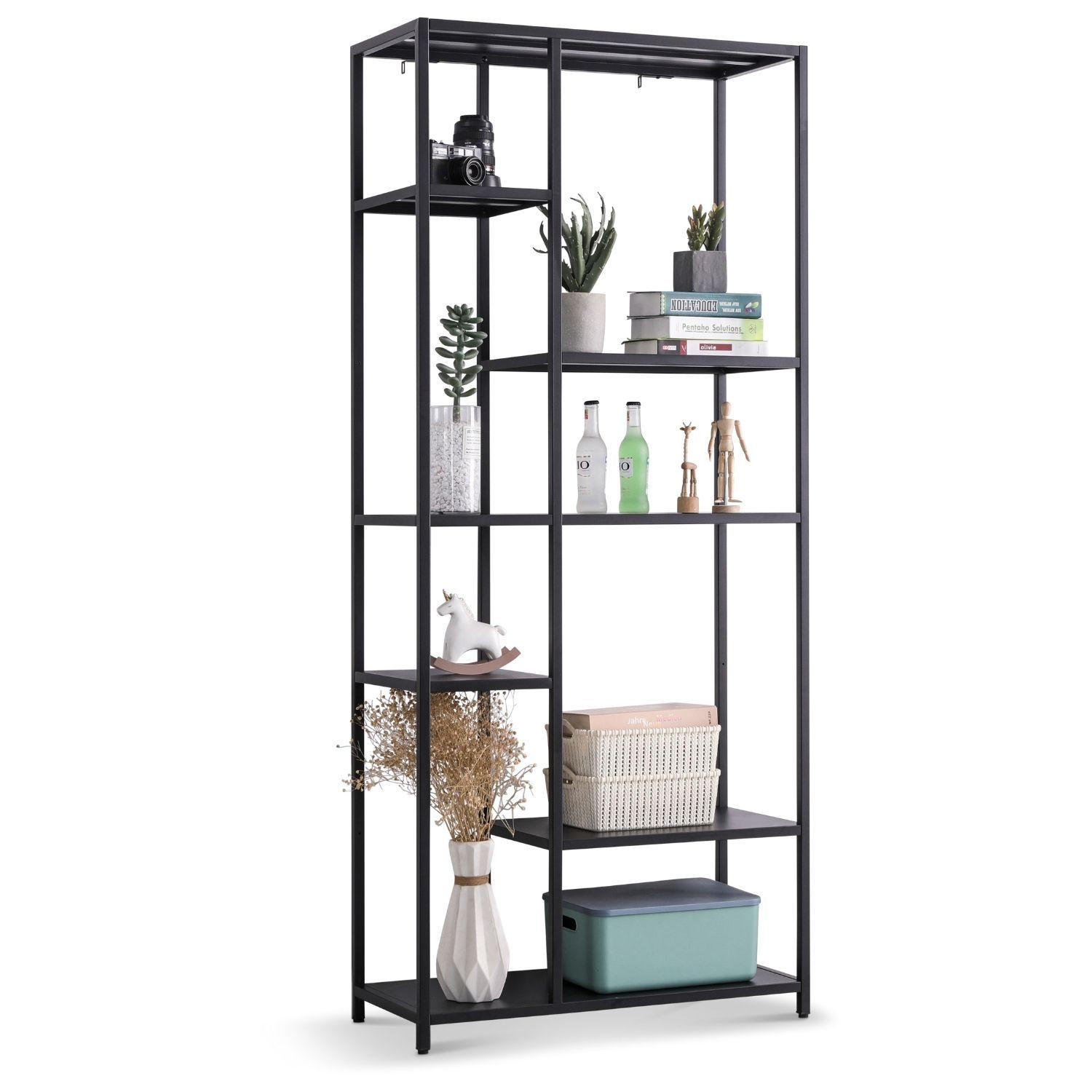 REGAL CHICAGO XXL Metall 6 Ablageflächen 80/35/185 cm in Schwarz - Schwarz, Metall (35/185/80cm) - Coemo