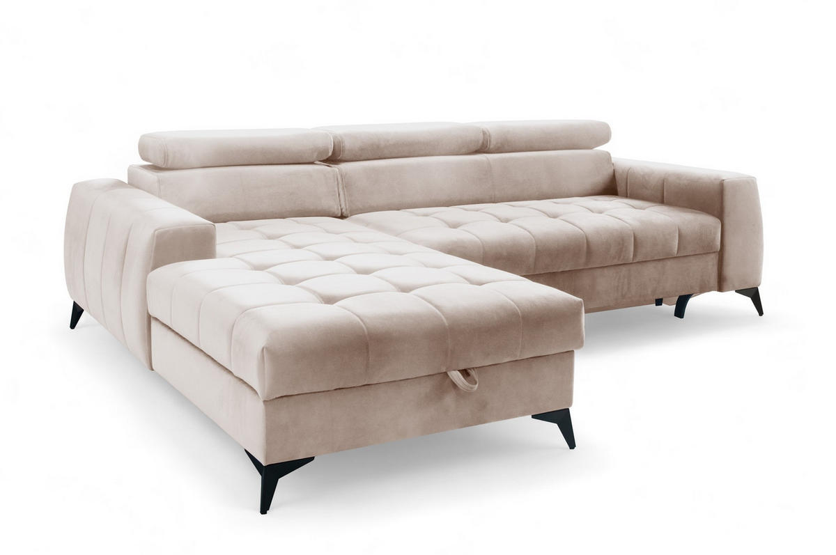 ECKSOFA Agnesa Xs In Salvador - Beige, Holzwerkstoff/Textil (260/200cm) - Fun Möbel