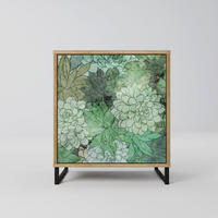 SIDEBOARD SUCCULENT CLUSTER, Eichefarben, 57,5x42x67,5 cm, Schwarze Metall-Rahmenfüße - Eichefarben/Multicolor, Holzwerkstoff/Metall (57.5/67.5/42cm) - SpaceRebels