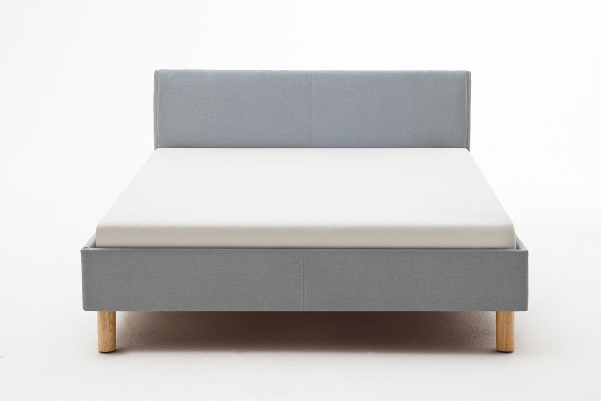 POLSTERBETT LEO Blau Eiche - Blau, Textil (120/200cm) - KAWOLA